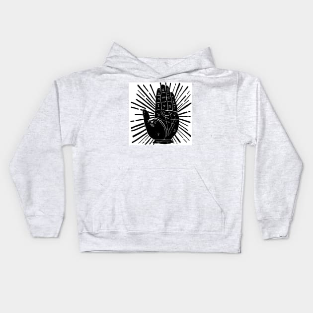 Palmistry black and white Kids Hoodie by Kimmygowland